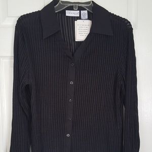 Croft & Barrow Black Sheer Stripe Top NWT